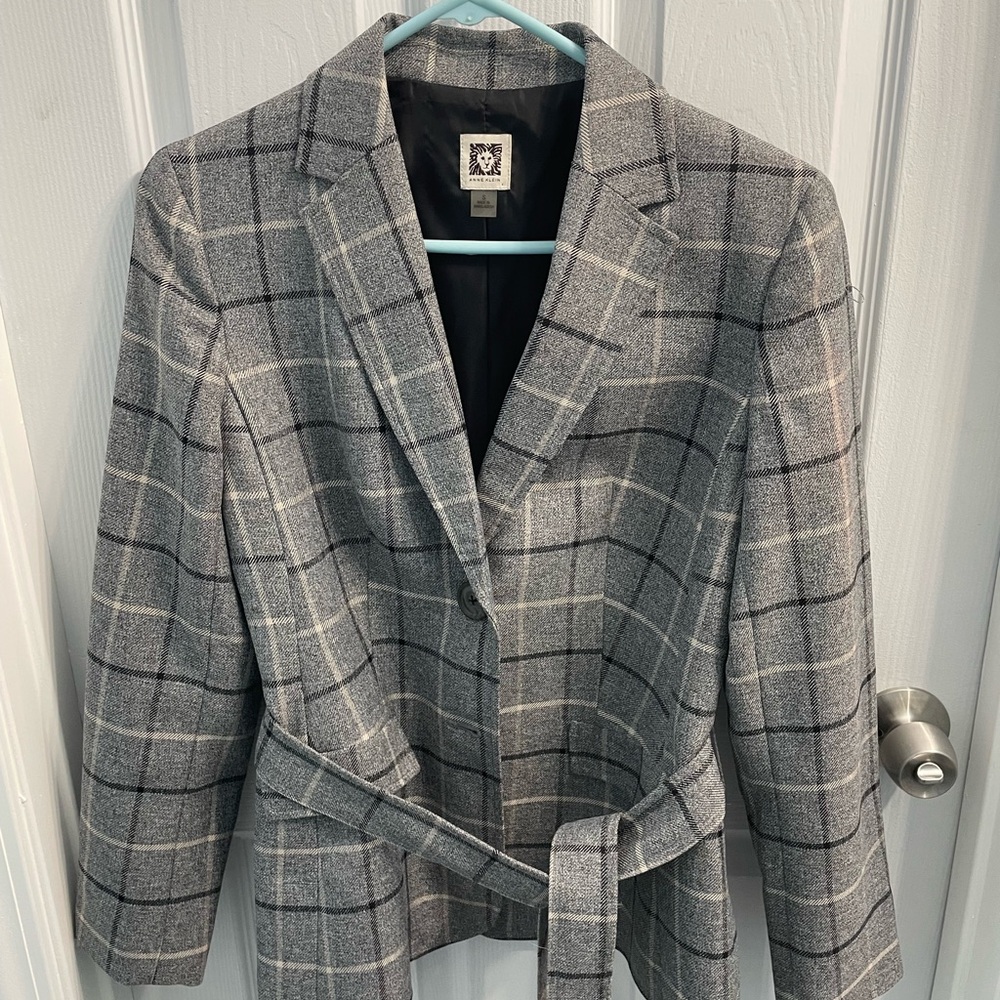 Anne Klein Gray Checkered Blazer